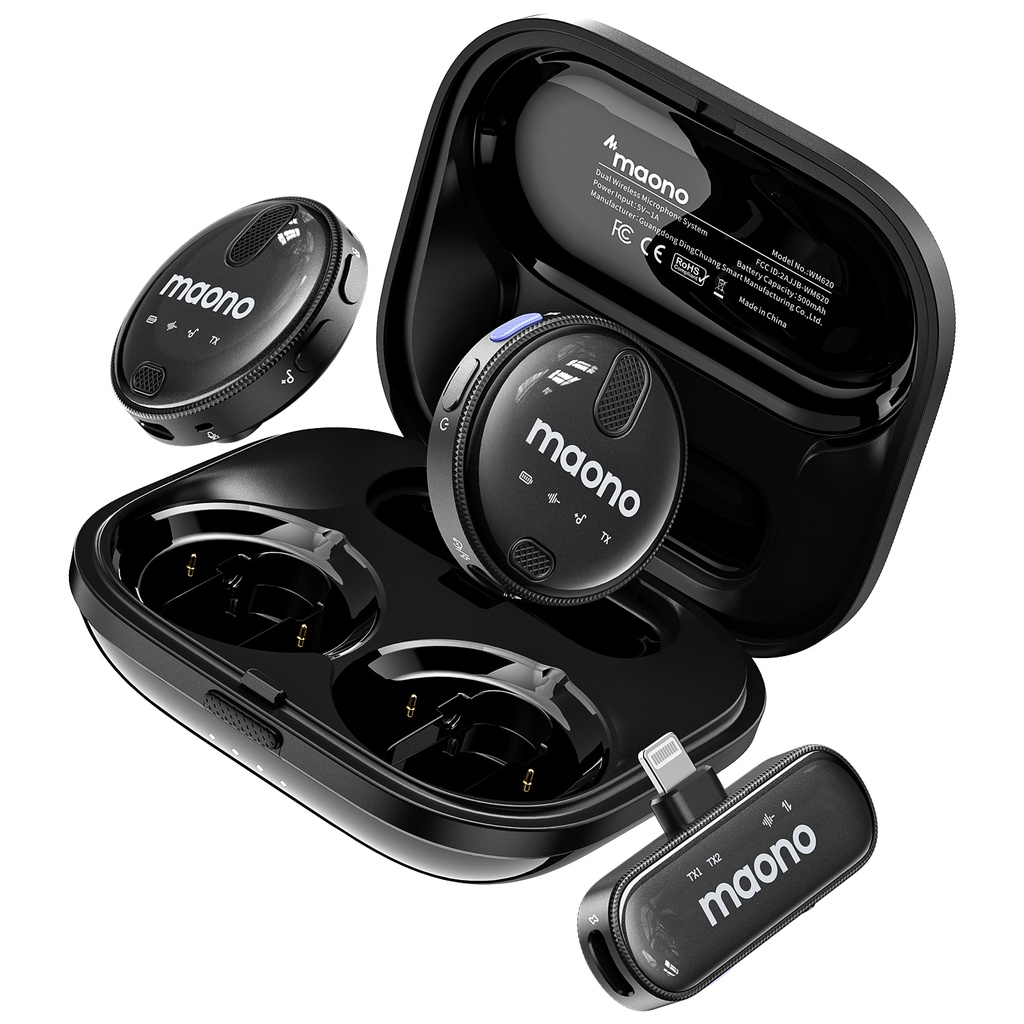 Microfono Lavalier Maono WM620 PB2 doble lightning iphone 