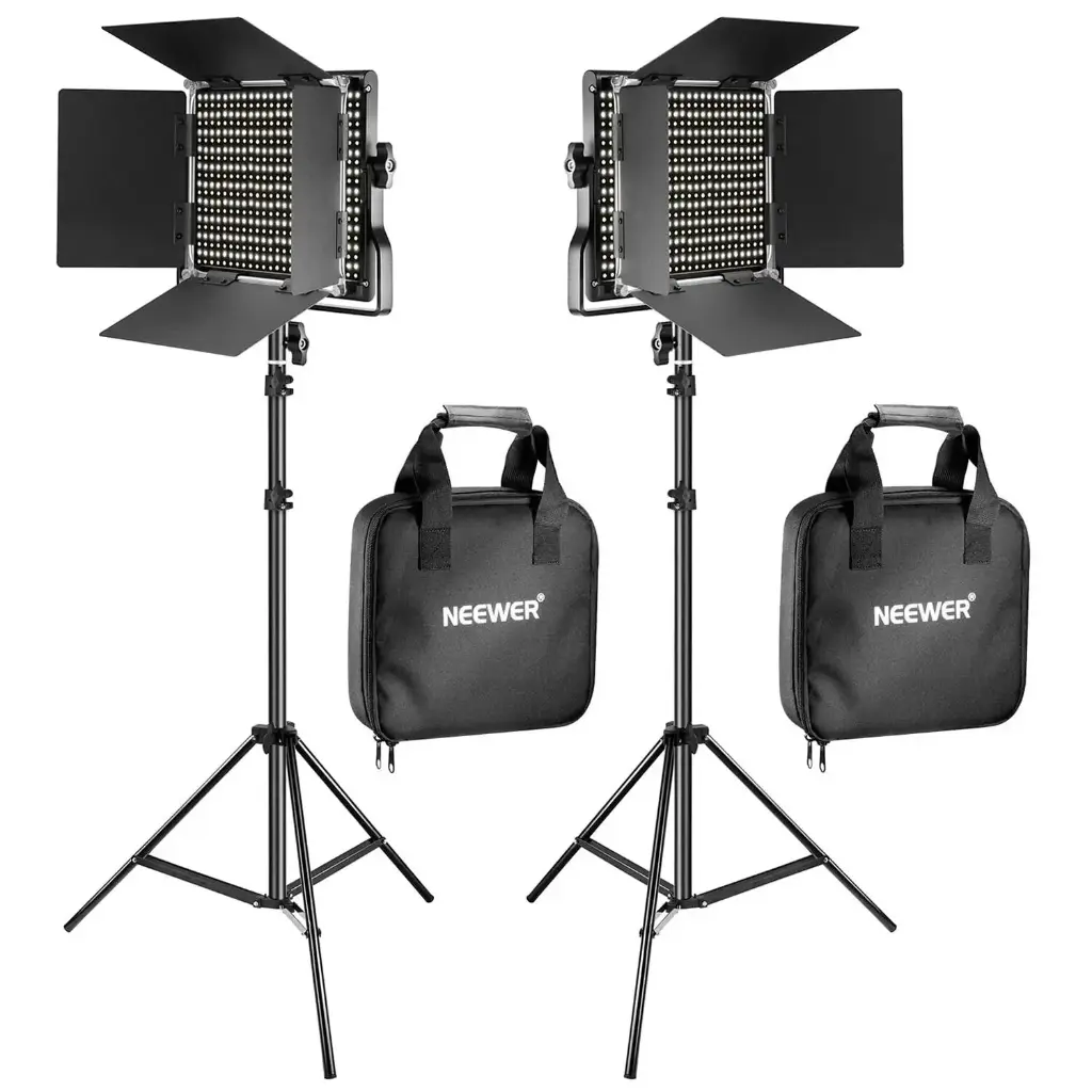 2X LUCES LED BICOLOR 660 CON PUERTA (UE) + 2X SOPORTES DE LUZ DE 200 CM 25-22-19