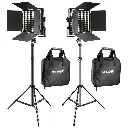 2X LUCES LED BICOLOR 660 CON PUERTA (UE) + 2X SOPORTES DE LUZ DE 200 CM 25-22-19