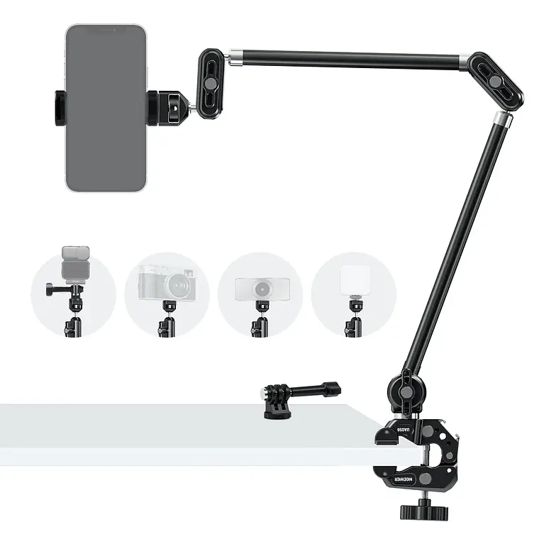 Set de Brazos Mágicos Ajustables de Escritorio de 2 Secciones con Conector GoPro Neewer