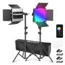 Kit de 2 Paneles de Luz LED RGB Neewer 660 PRO II con Control por App, 2 Trípodes de 200 cm y Bolsa de Transporte (EU)