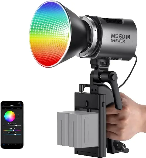 [66602382] Foco de mano con luz LED RGB para video NEEWER MS60C